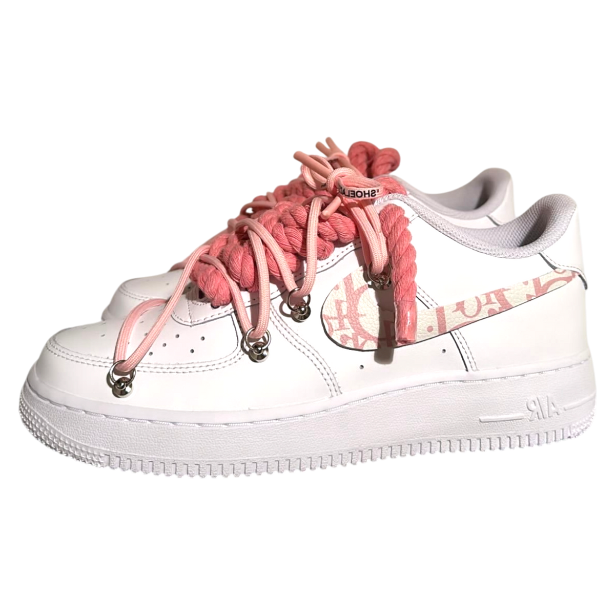 Custom Air Force 1 White "Pink Dior Swoosh"
