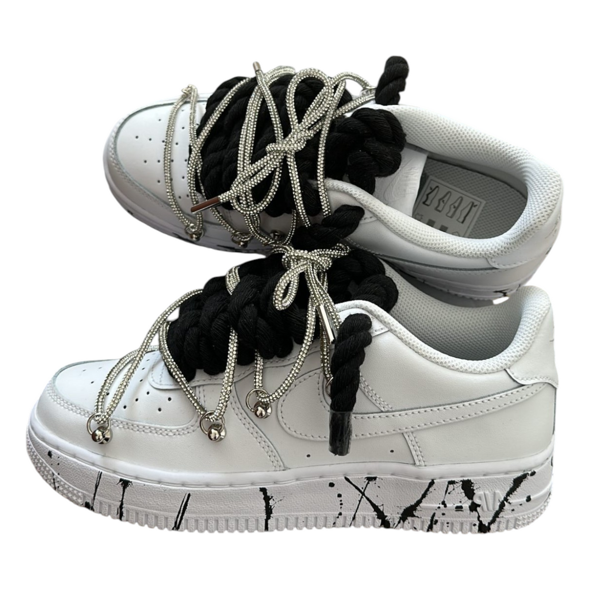 Custom Air Force 1 White "Silver Diamond Overlace Splatter "