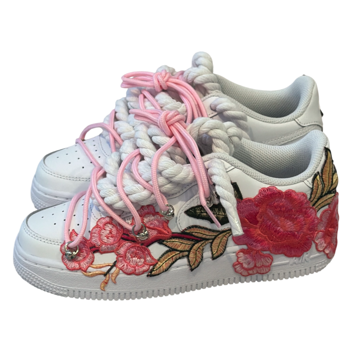 Custom Air Force 1 White "Pink Flower Overlace"