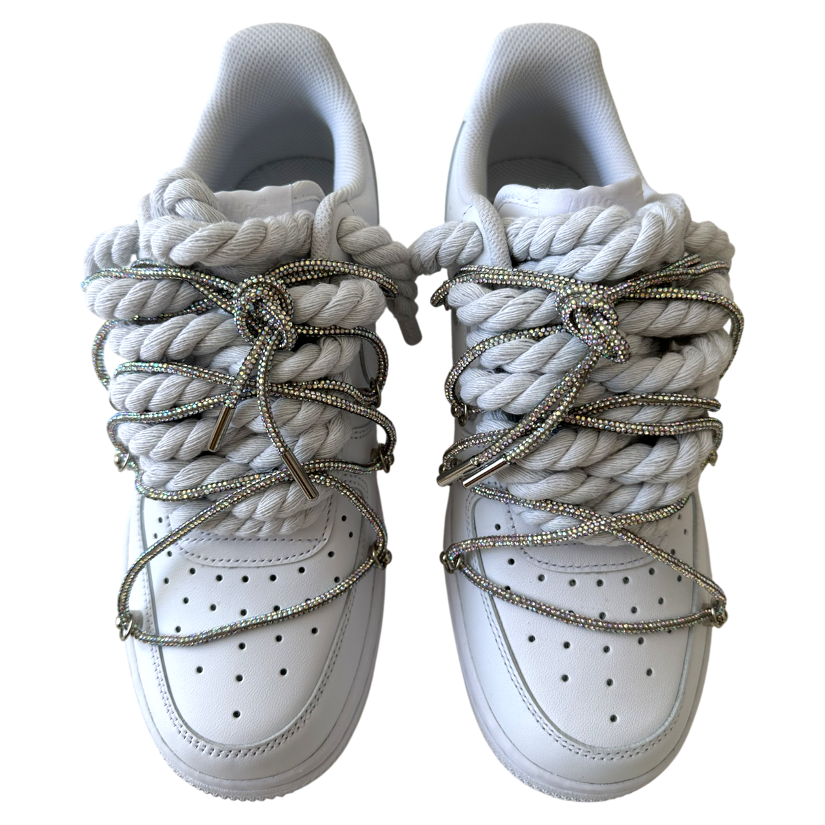 Custom Air Force 1 White "Multicolor Diamond Overlace"
