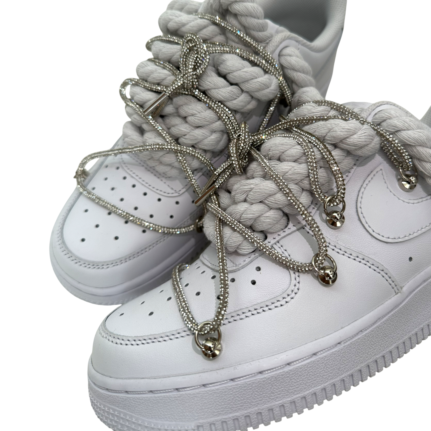 Nike Air Force 1 White "Silver Diamond Overlace"