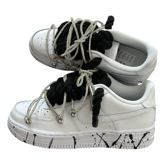 Custom Air Force 1 White "Silver Diamond Overlace Splatter "
