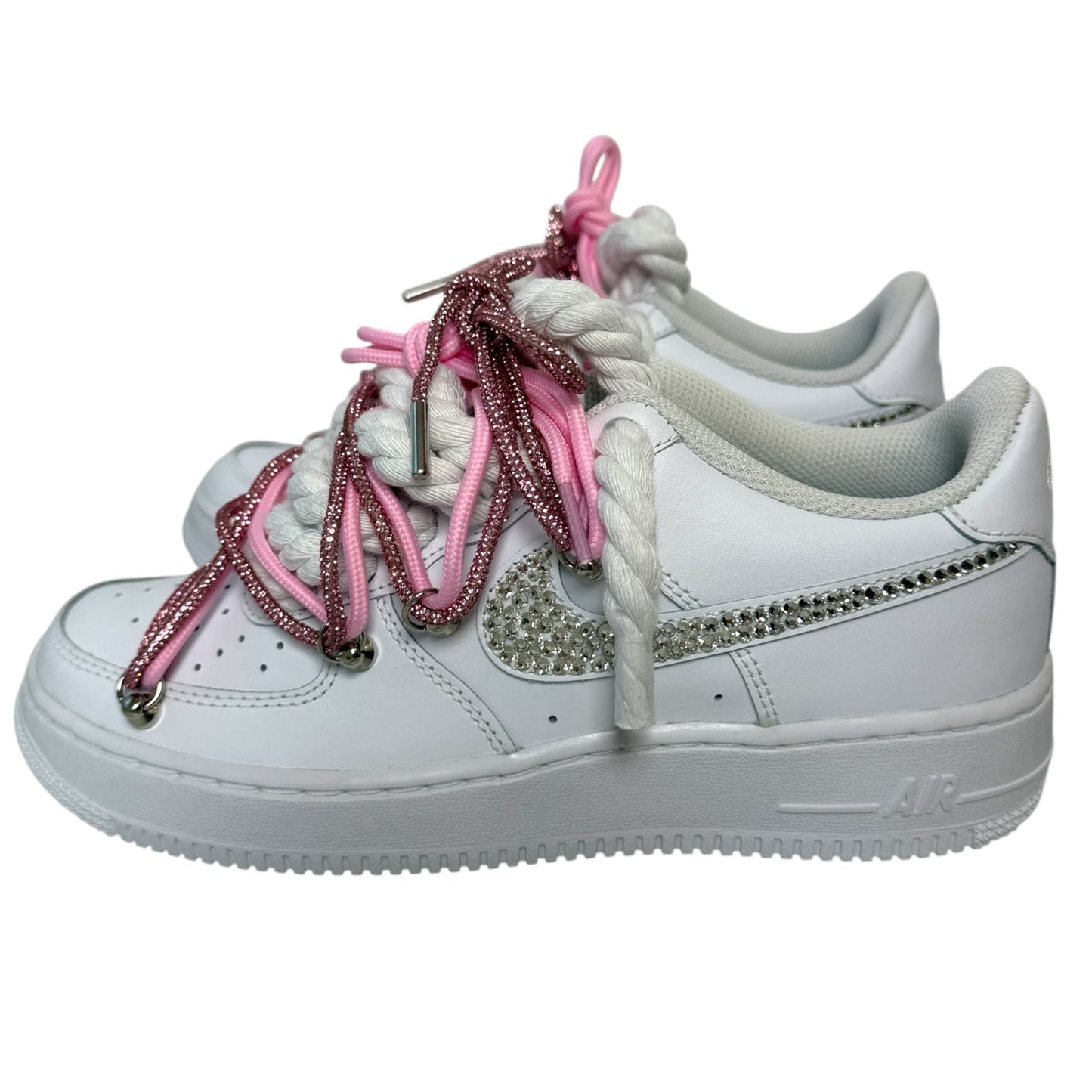 Nike Air Force 1 White "Double Pink Diamond Overlace"