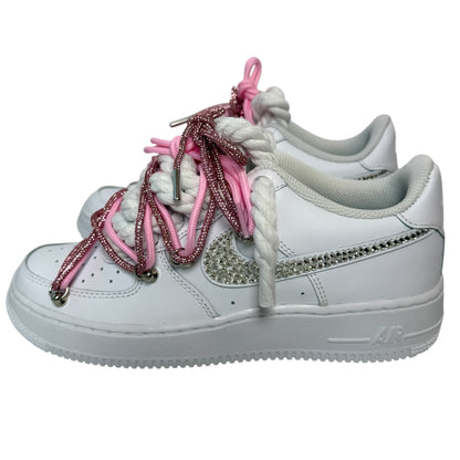 Nike Air Force 1 White "Double Pink Diamond Overlace"