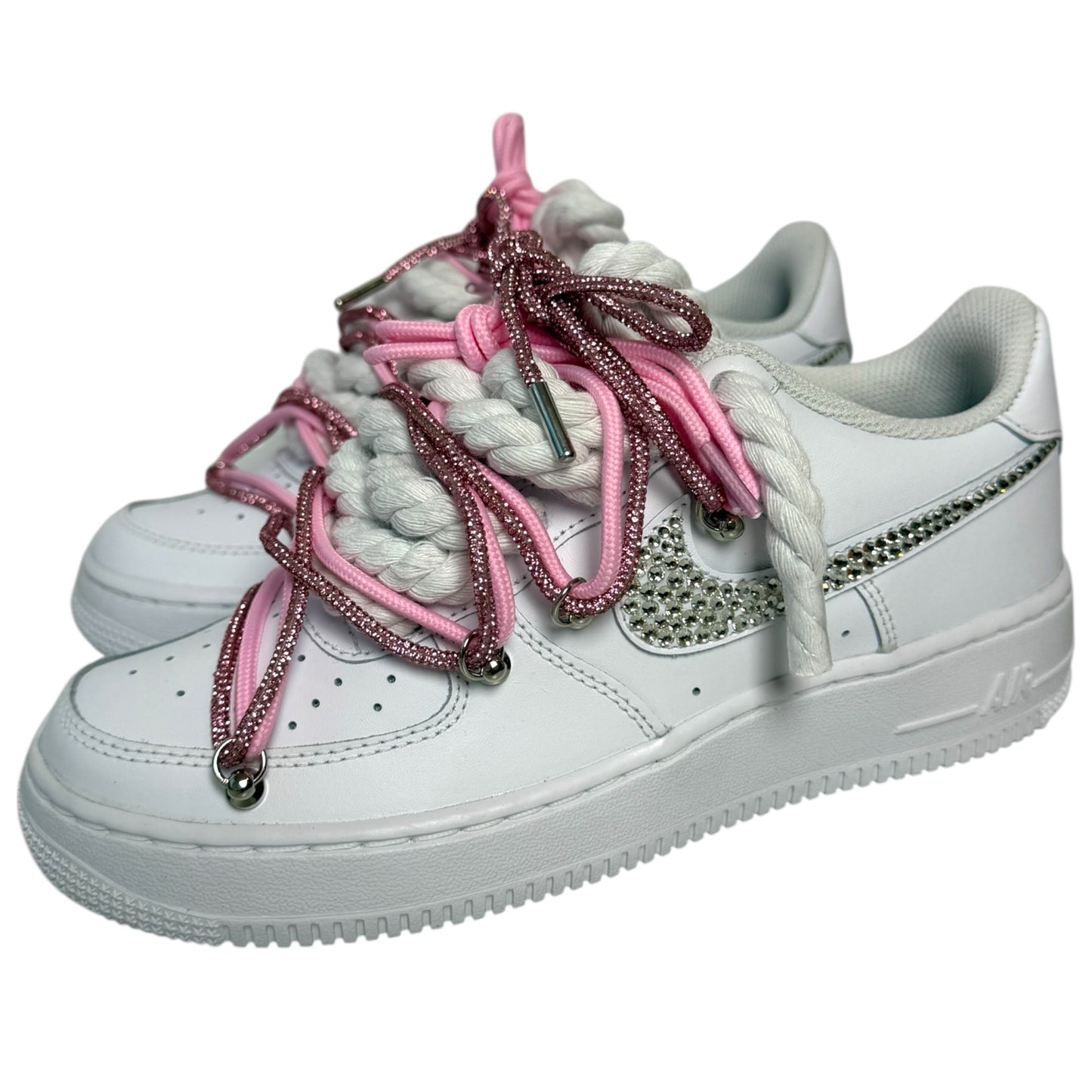 Nike Air Force 1 White "Double Pink Diamond Overlace"