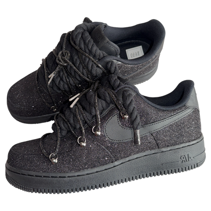 Nike Air Force 1 Black "Glitter Overlace"