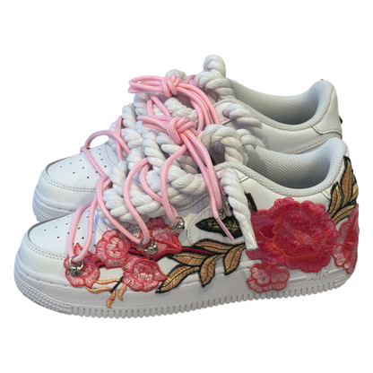 Nike Air Force 1 White "Pink Flower Overlace"