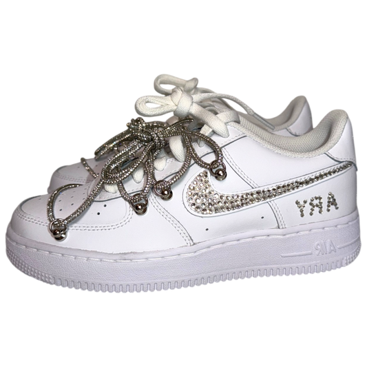 Nike Air Force 1 White "NAME Silver Diamond Overlace"