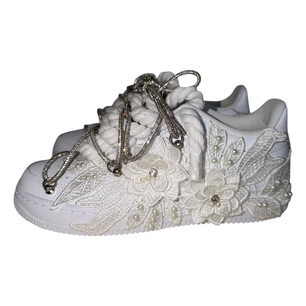 Custom Air Force 1 White "White Flower Overlace"