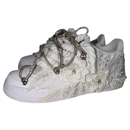 Custom Air Force 1 White "White Flower Overlace"