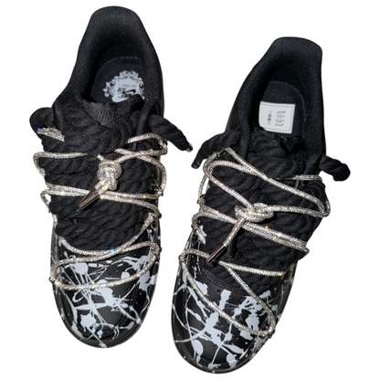 Custom Air Force 1 Black "Chrome Hearts Splatter Overlace"