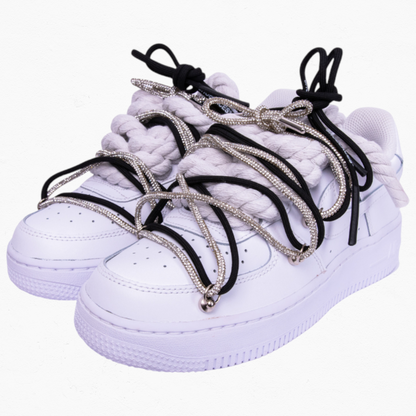 Nike Air Force 1 White "Black Silver Diamond Overlace"