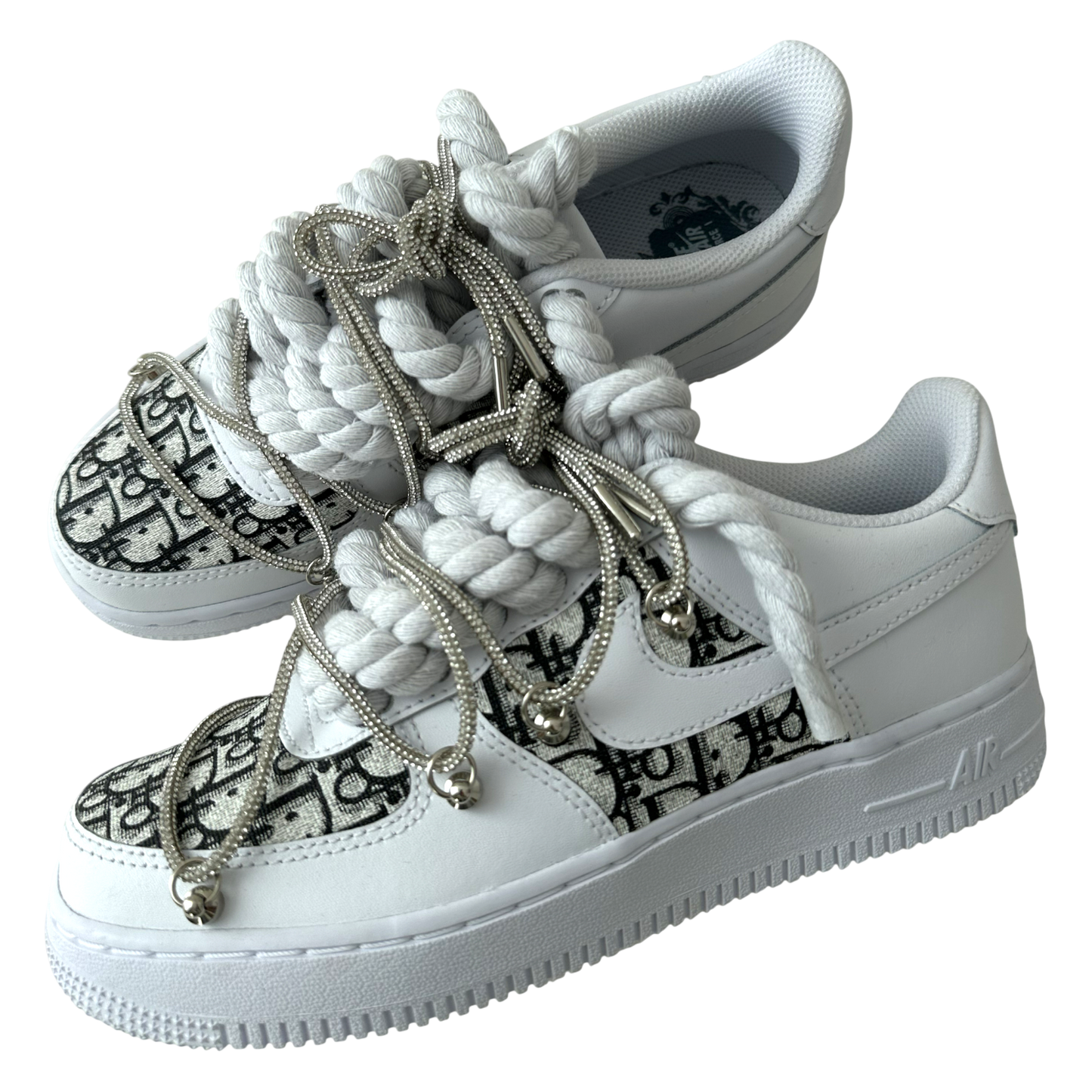 Nike Air Force 1 White "Dior Silver Diamond Overlace"