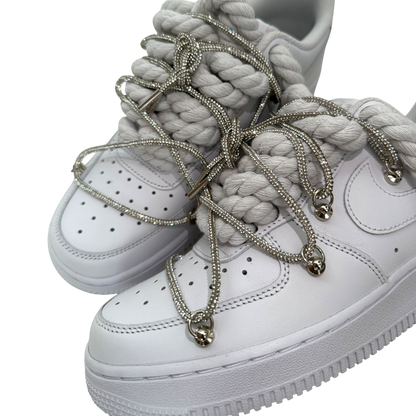 Nike Air Force 1 White "Silver Diamond Overlace"