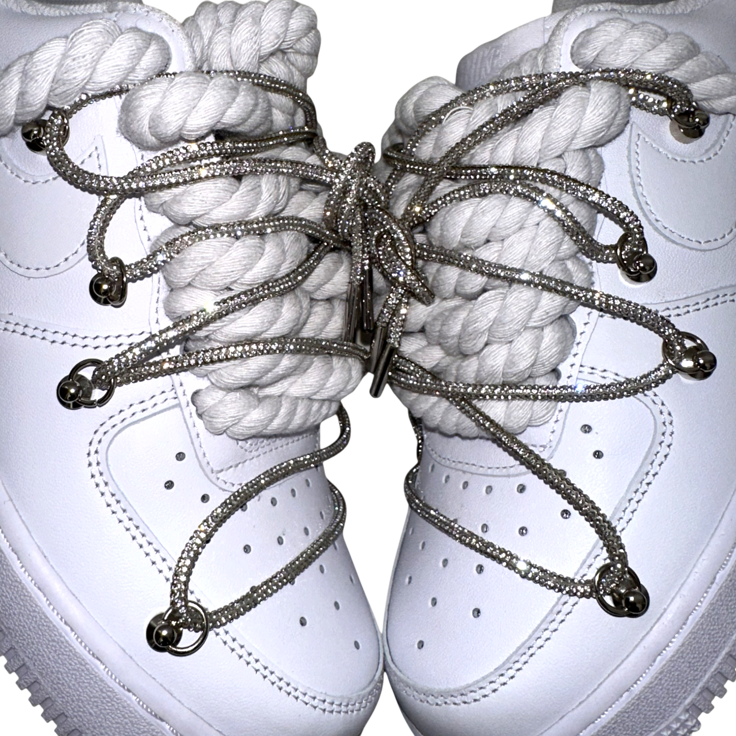 Nike Air Force 1 White "Silver Diamond Overlace"