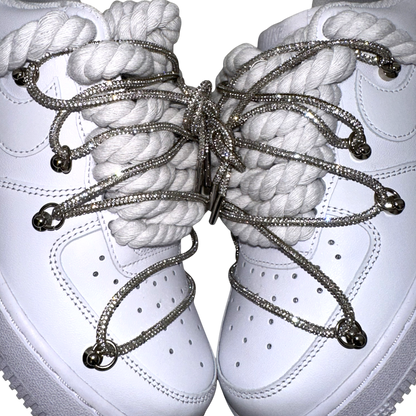 Nike Air Force 1 White "Silver Diamond Overlace"