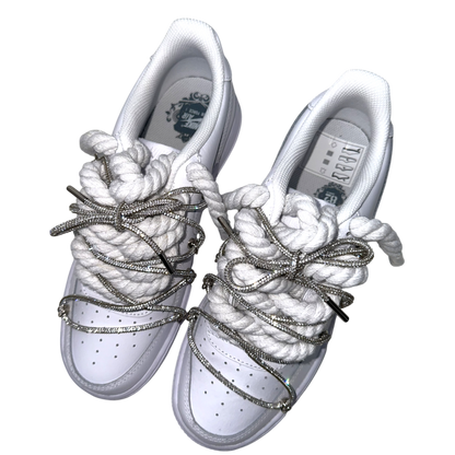 Nike Air Force 1 White "Silver Diamond Overlace"