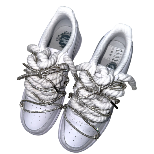 Nike Air Force 1 White "Silver Diamond Overlace"